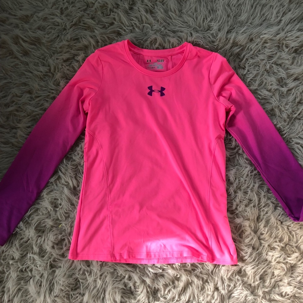 pink ombre purple, under armor, long sleeve